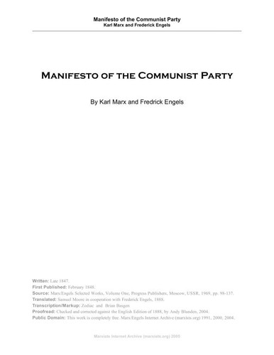 Friedrich Engels, Karl Marx: Manifesto of the Communist Party (2004, marxists.org)