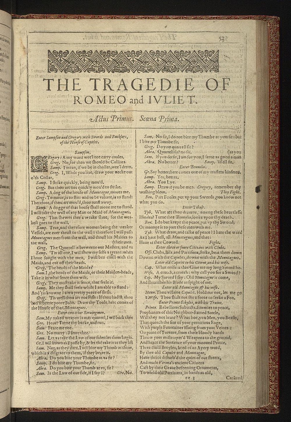 William Shakespeare: The tragedie of Romeo and Juliet (1623)