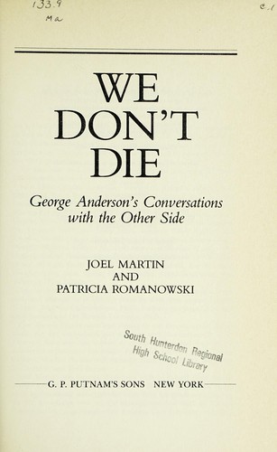 Joel Martin: We don't die (1988, G.P. Putnam's Sons)