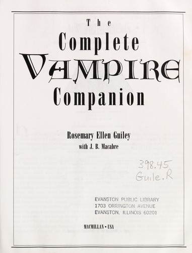 Rosemary Guiley: The complete vampire companion (1994, Macmillan)