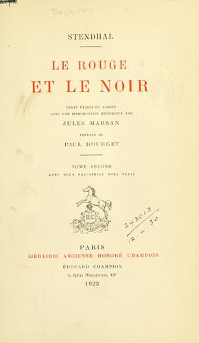 Stendhal: Le rouge et le noir (French language, 1923, Honoré Champion)