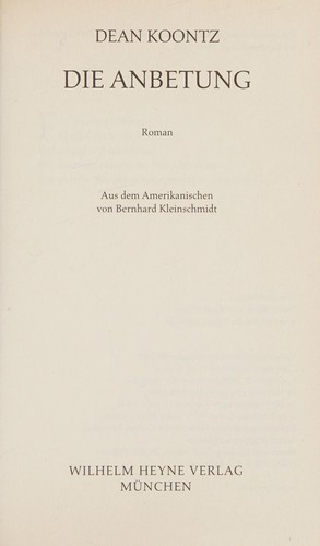 Dean Koontz: Die Anbetung (German language, 2007, Heyne)