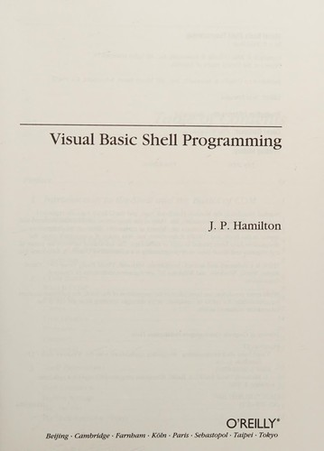 J. P. Hamilton, J.P. Hamilton: Visual Basic shell programming (Paperback, 2000, O'Reilly)