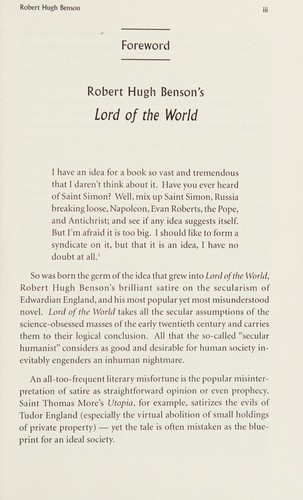 Robert Hugh Benson: Lord of the world (2011, St. Augustine's Press)