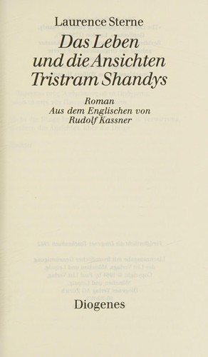 Laurence Sterne: Das Leben und die Ansichten Tristram Shandys (German language, 1982, Diogenes)