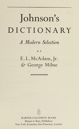 L. McAdam, George Milne: Johnson's Dictionary (Paperback, HarperCollins (paper))