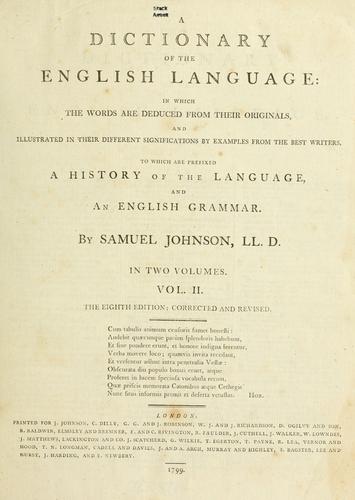 Samuel Johnson: A dictionary of the English language (1799, Printed for J. Johnson [and 27 others])