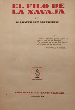 William Somerset Maugham: El filo de la navaja (Hardcover, Spanish language, 1946, La nave)
