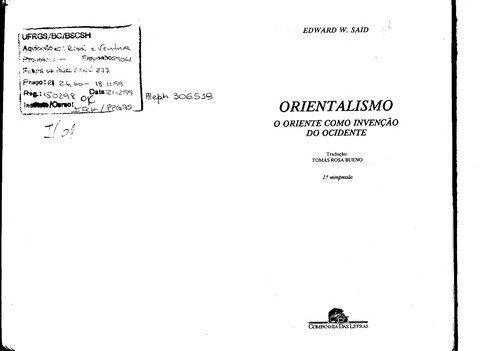 Edward W. Said: Orientalismo (Paperback, Portuguese language, 2000, Companhia das Letras)