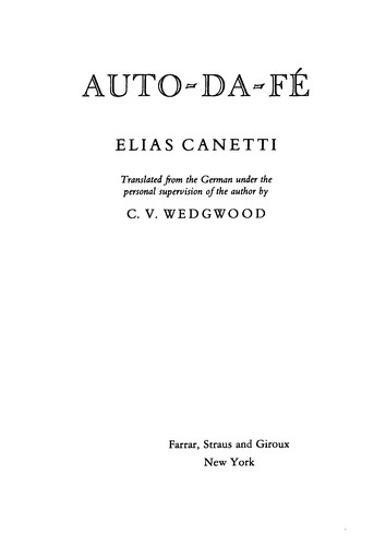 Elias Canetti: Auto da fé (1995, Vintage)