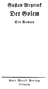 Gustav Meyrink: Der Golem (EBook, 2016, Project Gutenberg)