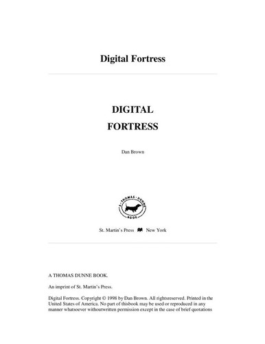 Dan Brown: Digital Fortress (1998, St. Martin's Press)