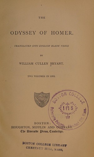 Homer: The Odyssey of Homer (1871, Houghton, Mifflin)