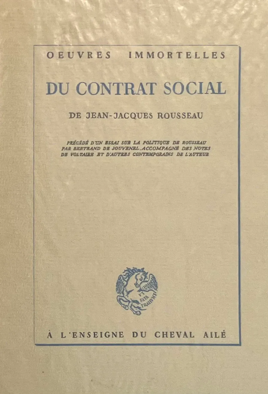 Jean-Jacques Rousseau: Du Contrat social (French language, À l'enseigne du cheval ailé)