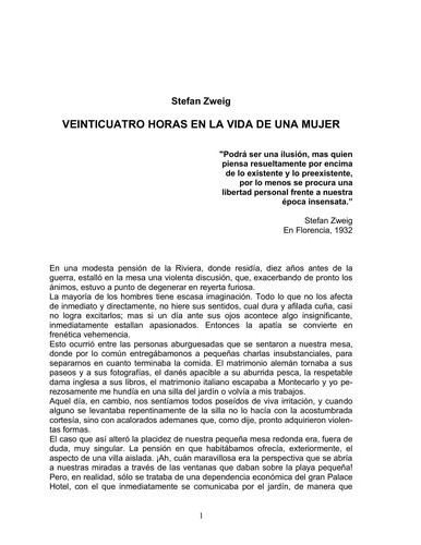 Stefan Zweig: 24 horas en la vida de una mujer (Paperback, 1999, El Ancantilado)