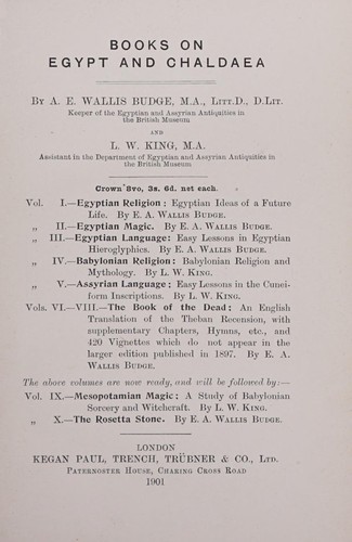 Ernest Alfred Wallis Budge: The book of the dead (1901, K. Paul, Trench, Trübner & Co.)