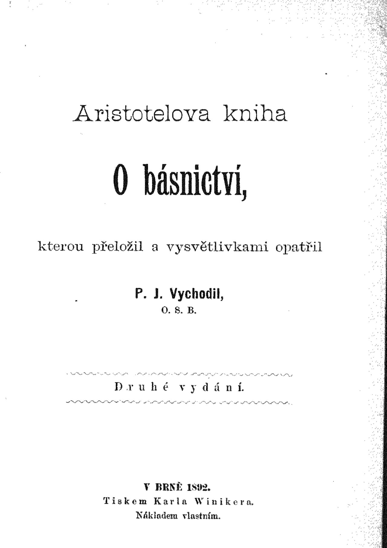 Αριστοτέλης: O básnictví (Czech language, 1892, not on label)