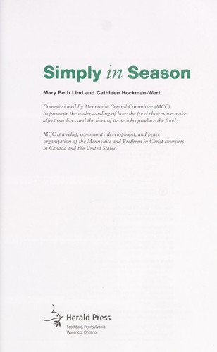 Mary Beth Lind: Simply in season (2009, Herald Press)