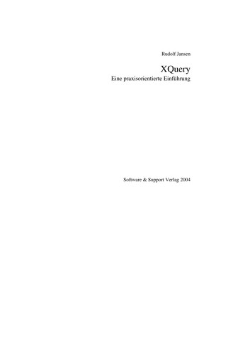 Rudolf Jansen: Einführung in XQuery (German language, 2004, Software- und Support-Verl.)