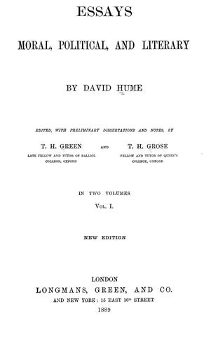 David Hume: Essays: moral, political, and literary (1889, Longmans, Green)