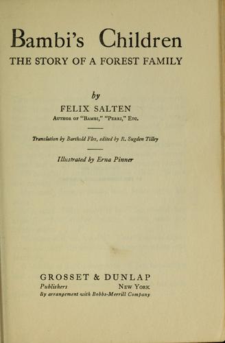 Felix Salten: Bambi's children (1939, Grosset & Dunlap)